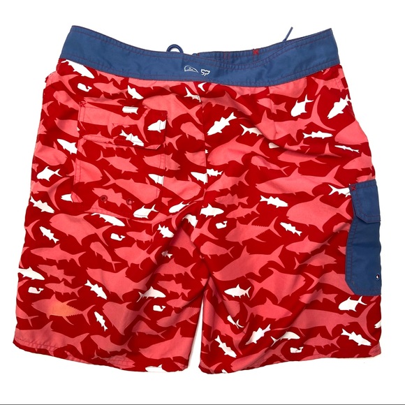 VINEYARD VINES Red Shark Board Shorts - Picture 2 of 14